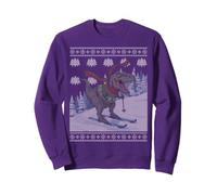 Ski Dinosaure T-Rex Ski Drôle Neige Hiver Moche Noël Sweatshirt