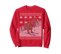 Ski Dinosaure T-Rex Ski Drôle Neige Hiver Moche Noël Sweatshirt