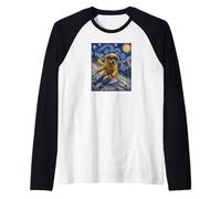 Ski Golden Retriever Art Skiier Chien sur Ski Hill Manche Raglan