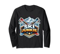 Ski Junkie Funny Addicted to Skiing Lover Instructor Blague Manche Longue
