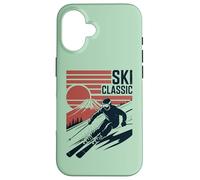 Ski Mountain Snow Skiing Retro Winter Vacation Coque pour iPhone 16