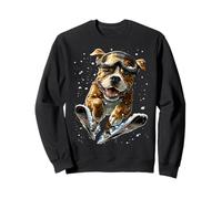 Ski Pit Bull avec Neige et Flocons de Neige Chien d'hiver enneigé Sweatshirt