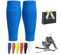 Ski Protection Tibia, protège Tibia Ski, Chaussette Skier Protege Tibias élastiques Anti-Collision Longs, Structure en nid d'abeille, léger et Respirant, pour Les Sports de Plein air (Bleu,l)