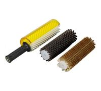 Ski Roto Brush Kit, 300mm Roto Brush Handle Axle, with 3 Brushes Nylon, Brass, Horsehair, Detachable Cover, for Waxing, Handle Ski Rotation Brush Kit Using on Electric Drill