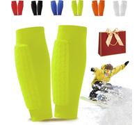 Ski Shin Guards Gel, Ski Guard Socks, Shin Defender, Skis Guards Shins Protector, Breathable Elastic Honeycomb Pad Guard for Skiing,Leg Protection,Safety Gear for Adult Teenager Sport Gift (Green,S)