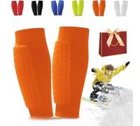 Ski Shin Guards Gel, Ski Guard Socks, Shin Defender, Skis Guards Shins Protector, Breathable Elastic Honeycomb Pad Guard for Skiing,Leg Protection,Safety Gear for Adult Teenager Sport Gift (Orange,XL)