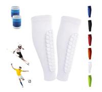 Ski Shin Guards, Ski Guard Socks, Shin Defender with Honeycomb Pad, Ski Guards Shin Pads, Breathable Elastic Anti-Collision, for Skiing, Legs Protection (White, M)
