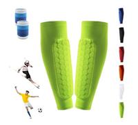 Ski Shin Guards, Ski Guard Socks, Shin Defender with Honeycomb Pad, Ski Guards Shin Pads, Breathable Elastic Anti-Collision, for Skiing, Legs Protection (Green, XS)