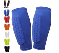Ski Shin Guards, Ski Guard Socks, Snowboard Leg Pads, Honeycomb Compression Shin Pads, Breathable Elastic Anti-Collision Leggings for Skiing for Adults Sports (Blue,Medium)