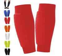 Ski Shin Guards, Ski Guard Socks, Snowboard Leg Pads, Honeycomb Compression Shin Pads, Breathable Elastic Anti-Collision Leggings for Skiing for Adults Sports (Red,Small)
