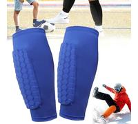 Ski Shin Guards, Ski Shin Guards for Adults & Teens, Breathable Eva Foam Leg Protection Pads, Anti-Collision Elastic Leggings for Skiing & Snowboarding (Blue,L)