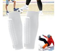 Ski Shin Guards, Ski Shin Guards for Adults & Teens, Breathable Eva Foam Leg Protection Pads, Anti-Collision Elastic Leggings for Skiing & Snowboarding (White,XL)