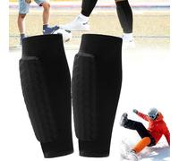 Ski Shin Guards, Ski Shin Guards for Adults & Teens, Breathable Eva Foam Leg Protection Pads, Anti-Collision Elastic Leggings for Skiing & Snowboarding (Black,XL)
