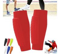 Ski Shin Guards, Ski Shin Guards for Adults & Teens, Breathable Eva Foam Leg Protection Pads, Anti-Collision Elastic Leggings for Skiing & Snowboarding (Red,XL)