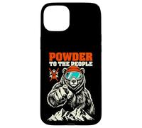 Ski Skier Bear Powder to The People Funny Ski Protest Coque pour iPhone 15 Plus