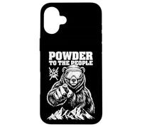 Ski Skier Bear Powder to The People Funny Ski Protest Coque pour iPhone 16 Plus