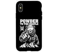 Ski Skier Bear Powder to The People Funny Ski Protest Coque pour iPhone X/XS