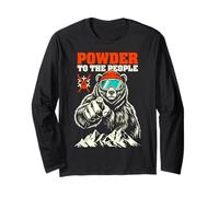 Ski Skier Bear Powder to The People Funny Ski Protest Manche Longue