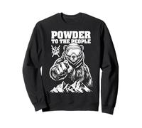 Ski Skier Bear Powder to The People Funny Ski Protest Sweatshirt