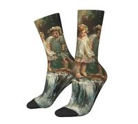 Ski Sport Socks Anges Des Fleurs Chaussettes Mi-Mollet Activewear Respirant Crew Socks Maintien Sec Classiques Mid-Calf Socks Travail For Tennis Voyage Entraînement 40Cm