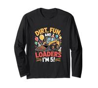 Skid Steer Loader "DIRT, FUN, AND LOADERS I'M 5!" Anniversaire Manche Longue
