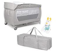skiddoü lit d’appoint avec jouet et tapis à langer Lunar+, lit d’appoint pliant, structure légère, lit d’enfant compacte hauteur réglable lit d’appoint pour enfant lit de voyage confortable Gris Clair