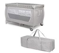 skiddoü lit d’appoint, Lunar lit d’appoint pliant, structure légère, lit compact de voyage, lit d’appoint pour enfant réglable en hauteur, lit d’appoint pour bébé, Gris Clair