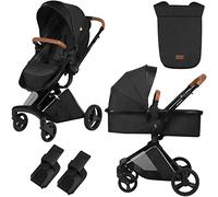 skiddoü Poussette 2 en 1 Nasjo légère et nacelle - Cadre en aluminium robuste - Taille compacte - Possibilité de blocage des roues avant - Frein à main - Système de ventilation - Noir 2020071