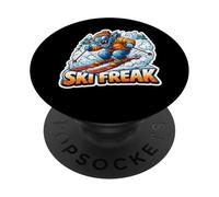 Skier Freak Adolescent Garçon Skier Amoureux Sports d'hiver PopSockets PopGrip Adhésif