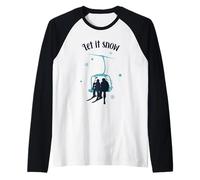 Skier Ski Retro Winter Let It Snow Chant de Noël Manche Raglan