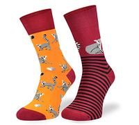 SKIETY Chaussettes Colorées Intéressantes - Chaussettes Drôles Péculières - Excentriques - Coton - pour Femmes Hommes - Lémuriens - 39-42
