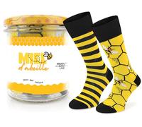 SKIETY - Chaussettes Femme Homme - Coton 70% - Chaussettes Hautes - Cadeau Original Humour - Miel d'abeille - 39-42