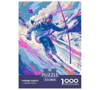 Skieur 1000 Pièces Puzzle Jeu Cadeau Unique Neige Montagne Jeu De Puzzle pour Toute La Famille Adultes Et Enfants À Partir De 14 Ans38x26cm/1000pcs