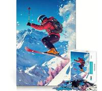 Skieur en Action Montagne enneigée Puzzle 1000 pièces pour Adolescents Jeu de réflexion et de Relaxation mentale Design à Assembler Liste de souhaits du Père Noël 38x52cm