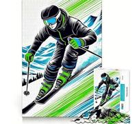 Skieur sur Une Pente de Montagne, Puzzle numérique de 1000 pièces pour Adolescents, Jouet Anti-Stress, découpe Nette, liste de souhaits du Père Noël 38x26cm