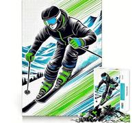 Skieur sur Une Piste de Montagne, Puzzle numérique de 1000 pièces pour Adultes, renforce la mémoire, apaise et divertit, qualité supérieure, Joli Cadeau 50x75cm