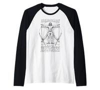 Skieur Vitruvian Man Leonardo Da Vinci Vintage Skieurs Manche Raglan