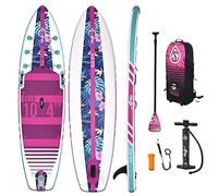Skiffo Sup Stand Up Paddle Gonflable Elle 10'4 PB-SXX104C-Planche Dropstitch-Pack Pagaie, Leash, Pompe et Sac de Transport-Jusqu'à 120kg-236l-315x79x13cm-Femmes de Tous Niveaux pour Femmes, Rose