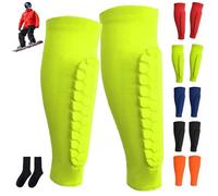 Skiguard Pro, Skiguard Socks - Chaussettes à séchage rapide, légères, respirantes, antidérapantes, ShinGuard Pro unisexe avec bandes en silicone et protections en nid d'abeille (L, 1-C)