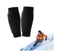 Skiing Shin Guards, Breathable Elastic Anti-Collision Shin Pads for Kids, Teens and Adults (Black,XS)