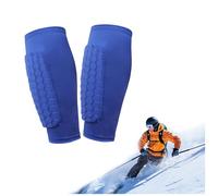 Skiing Shin Guards, Breathable Elastic Anti-Collision Shin Pads for Kids, Teens and Adults (Blue,S)