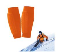 Skiing Shin Guards, Breathable Elastic Anti-Collision Shin Pads for Kids, Teens and Adults (Orange,M)
