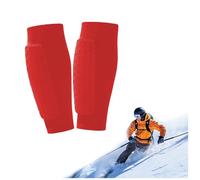 Skiing Shin Guards, Breathable Elastic Anti-Collision Shin Pads for Kids, Teens and Adults (Red,M)