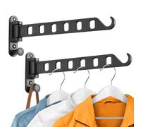 SKIKEN Lot de 2 cintres muraux avec Bras oscillant, séchoir à Linge, Crochet pivotant, Pliable à 180°, Suspension Robuste, en Aluminium Massif (Lot de 2, Noir)