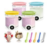 SKIKHN 4 Récipients Compatible avec Ninja Creami NC701EU NC700, 480ML Pot pour Ninja Creamy Swirl, Bacs à Crème Glacée avec Couvercles, Sans BPA, Lave-Vaisselle, Accessoires Rechange pour Sorbetière