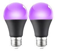 SKIKHN Ampoules LED UV 12W, 2 Pièces Ampoule Lumière Noire E27, Lumiere Noire Soiree Fluo, pour Halloween, Bar, Fête, Peinture Fluorescente, Peinture Corporelle