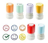 SKIKHN Auto-encreurs Tampon Smiley pour Enseignants - Lot de 6 Tampons Encreurs Enfant pour la Motivation et Encourager les Élèves