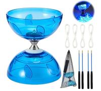SKIKHN Diabolo LED avec roulement à billes, 3 roulements à billes, diabolo avec bâtons et ficelle, kit de jonglerie pour débutant, avec 2 paires de baguettes à main + 4 kits de cordes de rechange