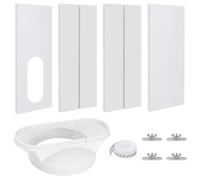 SKIKHN Kit de Fenêtre de Climatiseur Portable, Lot de 4 Bouchons de Climatisation Mobiles Réglables, Kit De Ventilation De Fenêtre AC, Kit Calfeutrage Climatiseur pour Porte Fenêtre avec Tuyau