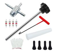 SKIKHN Kit de réparation de valve de pneu, 13 pièces - Kit d'outils d'installation de valve avec extracteur de potence, outil à crochet, bouchons de valve, kit d'outils de montage pour voiture, camion